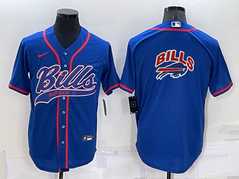 Men's Buffalo Bills Royal Team Big Logo With Patch Cool Base Stitched Baseball Jersey Men's Buffalo Bills Royal Team Big Logo With Patch Cool Base Stitched Baseball Jersey